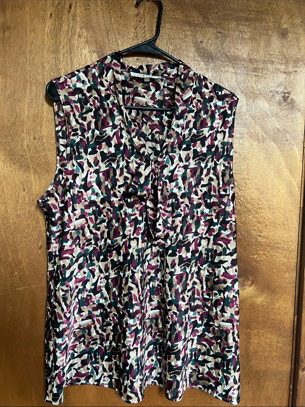 Sleeveless V-Neck Blouse in Multi-Color Print